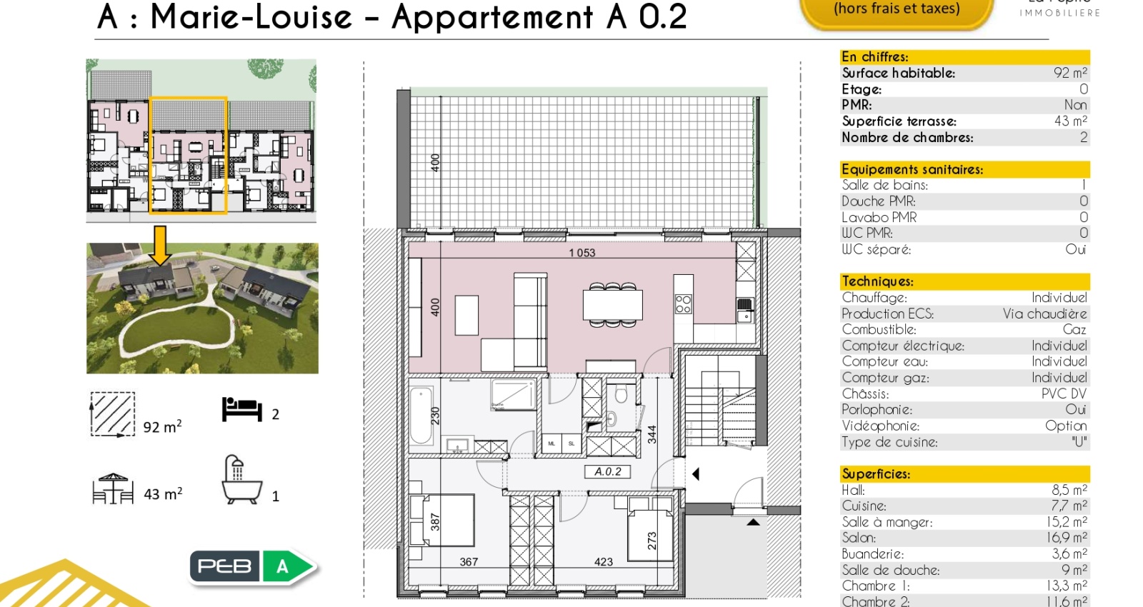 Rue de la Coyaute, Ligny, 5140, 2 Chambres Chambres, ,1 Salle de bainsSalle de bain,Appartement,à vendre,Rue de la Coyaute,1041